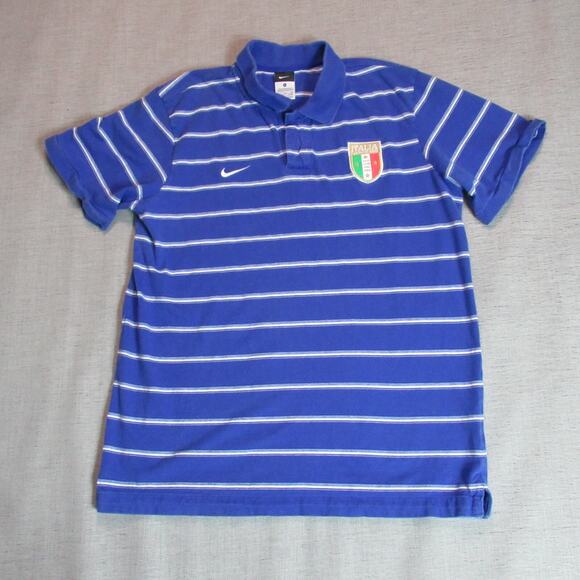 Nike Shirt Mens Size XL Blue Striped Italia Polo Sports Active Short Sleeve - Picture 1 of 10